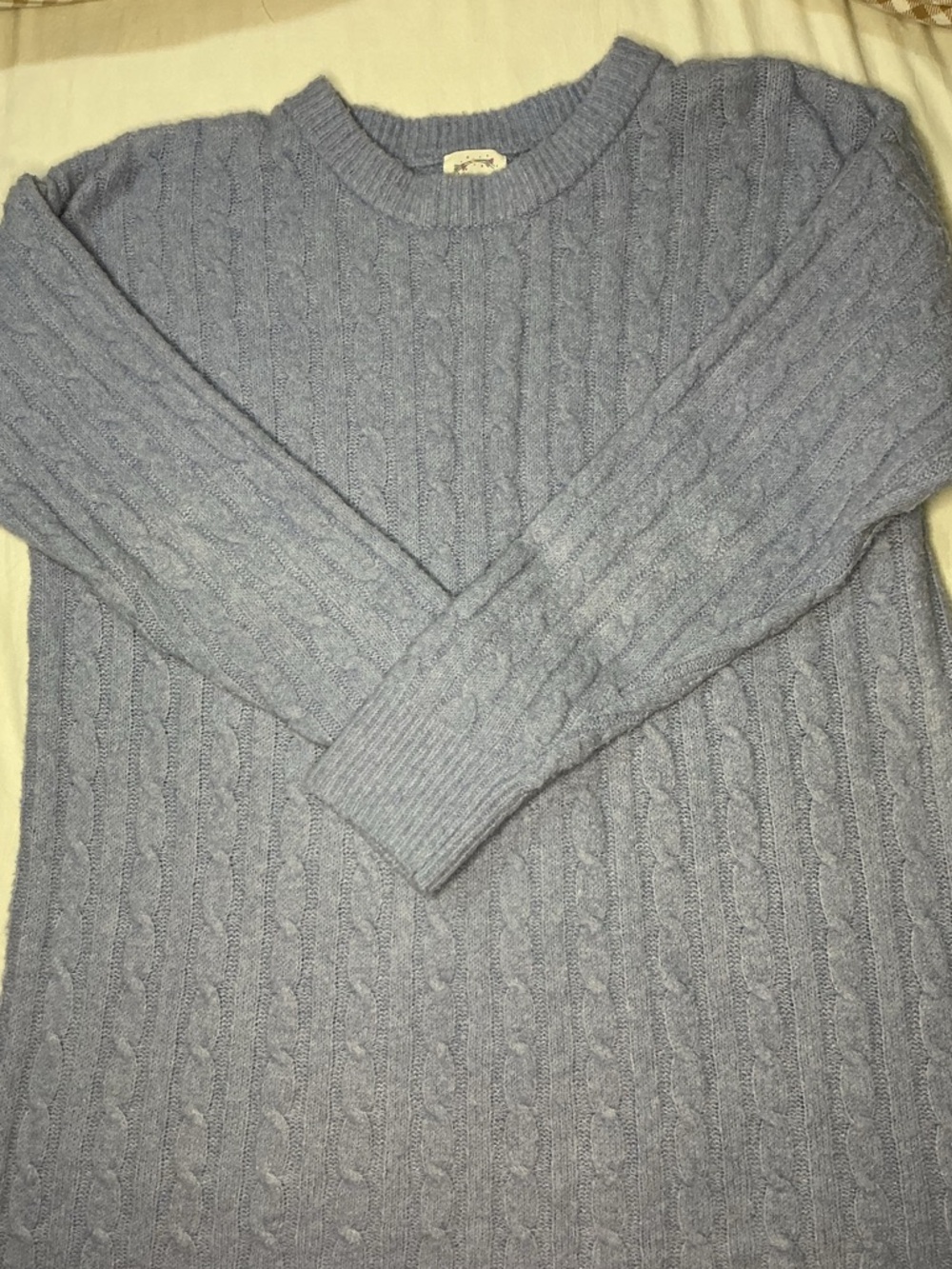 Hippie Rose Men's Cable Knit Crewneck Sweater - Light Blue
